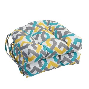 Blazing Needles, 16-inch Spun Polyester Outdoor U-shaped Tufted Chair Cushions (Set of 2) - 1 of 2
