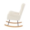 Vynxaria Off White Teddy Fabric Rocking Accent Chair - Cozy Lounge Rocker - 4 of 4