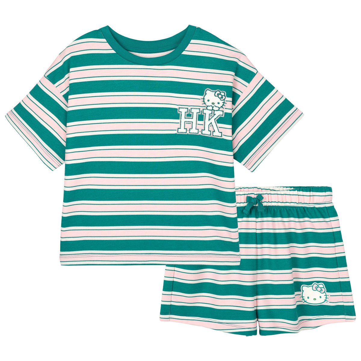 Hello Kitty Girls' Fleece 2-Piece Tee and Shorts Set Little Kid to Big Kid