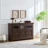 53" Farmhouse Sideboard Buffet Cabinet with Storage, Vintage 3 Barn Doors Wood Coffee Bar Cabinet Console Table for Kitchen, Dining Room, Living Room - 2 of 4
