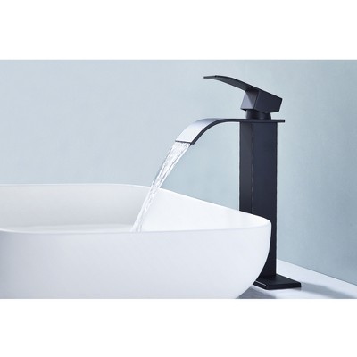 Vynxaria Waterfall Spout Single Handle Bathroom Sink Faucet