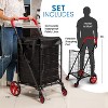SereneLife Small Foldable Shopping Cart with Detachable Liner, 70 lbs Capacity - Red - 3 of 4