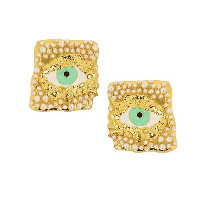 SOHI Women's California Gold The Dented Evil Eye Drop Earrings