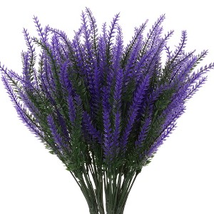 Unique Bargains Realistic Appearance Indoor Outdoor Artificial Lavender Flowers 13.4" 10 Pcs - 1 of 4