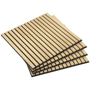 HOMCOM 24" x 24" 4 Pack Wood Wall Panels for Sound Absorbing, Acoustic Wood Panels for Interior Wall Decor, Ceiling - 1 of 4