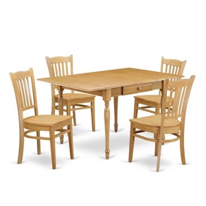 5-Piece Natural Oak Finish Solid Wood Top - Dining Room Set  - Seats 4 - 1 of 4