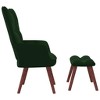 vidaXL Velvet Relaxing Chair with Stool in Dark Green - Modern Style, Steel Framed Armchair & Footstool Set - 3 of 4