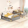 Streamdale Twin-Over-Full Bunk Bed with Drawers氓Ladder and Storage Staircase, Gray - 3 of 4