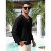 WhizMax Men's Cotton Linen Henley Shirt Lace Up Long Sleeve V Neck Casual Beach Hippie Shirts - 4 of 4