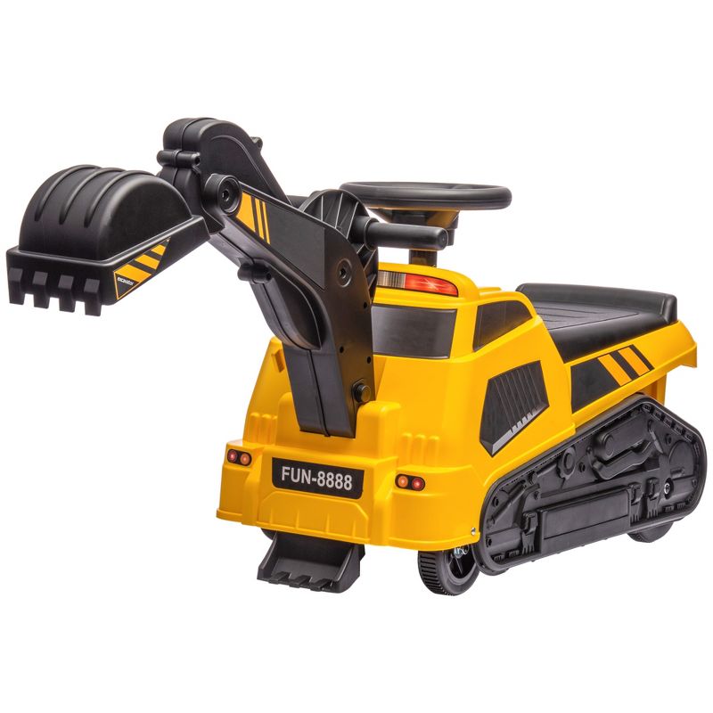 Aosom 3 in 1 Ride on Excavator Bulldozer Road Roller, No Power Ride on Construction Pretend Play with Music, for 18-48 Months, Yellow, 4 of 7