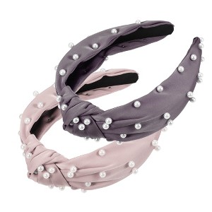 Unique Bargains Women's Faux Pearl Decor Knotted Headband - 1 of 4