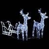 VidaXL Reindeers & Sleigh Christmas Decoration 160 LEDs 51.2 in. Acrylic - 3 of 4