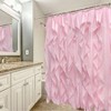 Pink Ruffle Shower Curtain Farmhouse Fabric Cloth Curtains for Bathroom, 72x72 in Long - 2 of 4