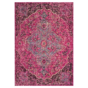 Fuchsia/Anthracite Medallion Loomed Accent Rug 4