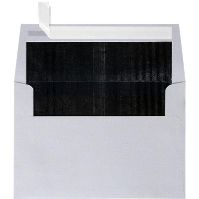 LUX A4 Foil Lined Invitation Envelopes 4 1/4x6 1/4  Silver w/BK Lining FLSL4872-02-50