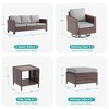 Sonkuki Outdoor 6-Piece Wicker Patio Conversation Set with 2 Rattan Swivel Rocking Chairs, Side Table, Ottoman and Navy Blue Cushion - 2 of 4