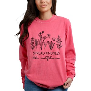 Simply Sage Market Women's Spread Kindness Like Wildflowers Long Sleeve Garment Dyed Tee - 1 of 4
