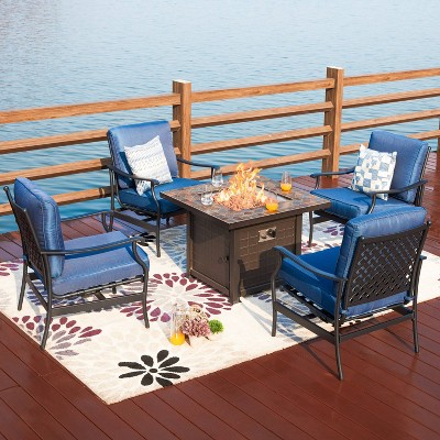5pc Conversation Steel Patio Seating Sets Blue - Lokatse