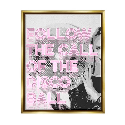 Stupell Industries Pink Disco Ball Groovy Patternfloater Canvas