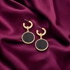 Slickblue Women's Drop Earrings, Solid Wood Disc with Plated Detail, Chic Look, C Hoop Closure, 2", Color Option - 2 of 3