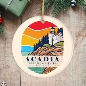 Acadia National Park Retro Style Ornament, Maine USA Tourist Attraction and Gift| OrnamentallyYou - 1 of 4