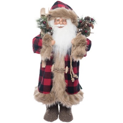 Season's Designs 18" Plaid Woodland Santa With Ski'S
