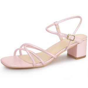 Perphy Women's Strappy Strap Open Toe Slingback Chunky Heel Sandals - 1 of 4