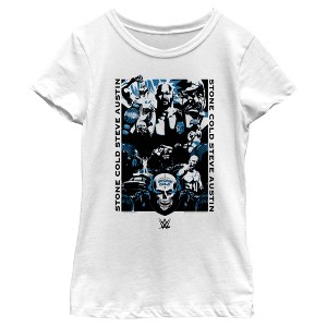 Girl's WWE Stone Cold Steve Austin Blue Poster T-Shirt - 1 of 4