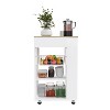 Okak Modern Kitchen Island With Storage, Kitchen Cart with 1 Drawer and 2 Open Shelves, Kitchen Island On Wheels for Kitchen, Dining Room - 3 of 4