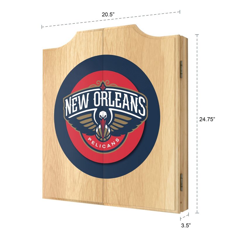 New Orleans Pelicans Logo Dart Board Cabinet Set, 4 of 6