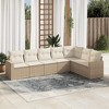 vidaXL 7 Piece Patio Sofa Set with Cushions Poly Rattan - Beige and Cream Without Table - 2 of 4