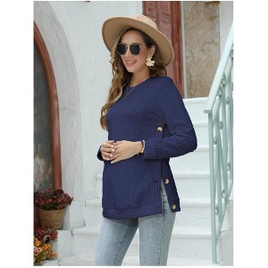 Maternity Tops Sweatshirt Button-Slit Faux Sweater - 1 of 4