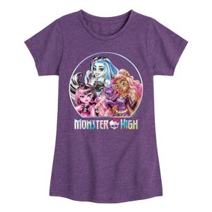 Girls' - Mattel - Draculaura Frankie Clawdeen Holographic Logo Fitted Short Sleeve Graphic T-Shirt - 1 of 4