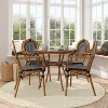 Flash Furniture Lourdes Indoor/Outdoor Commercial Bistro 31.5" Table, Black and White PE Rattan, Glass Top with 4 Stack Chairs - 2 of 4