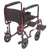 Drive Medical Lightweight Transport Wheelchair, 17" Seat, Red - 3 of 4