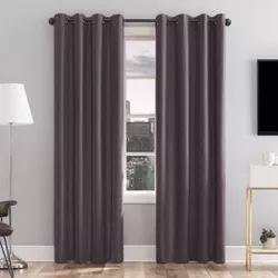 96"x50" Tyrell Tonal Texture Draft Shield Fleece Insulated 100% Blackout Grommet Curtain Panel Fig Purple - Sun Zero