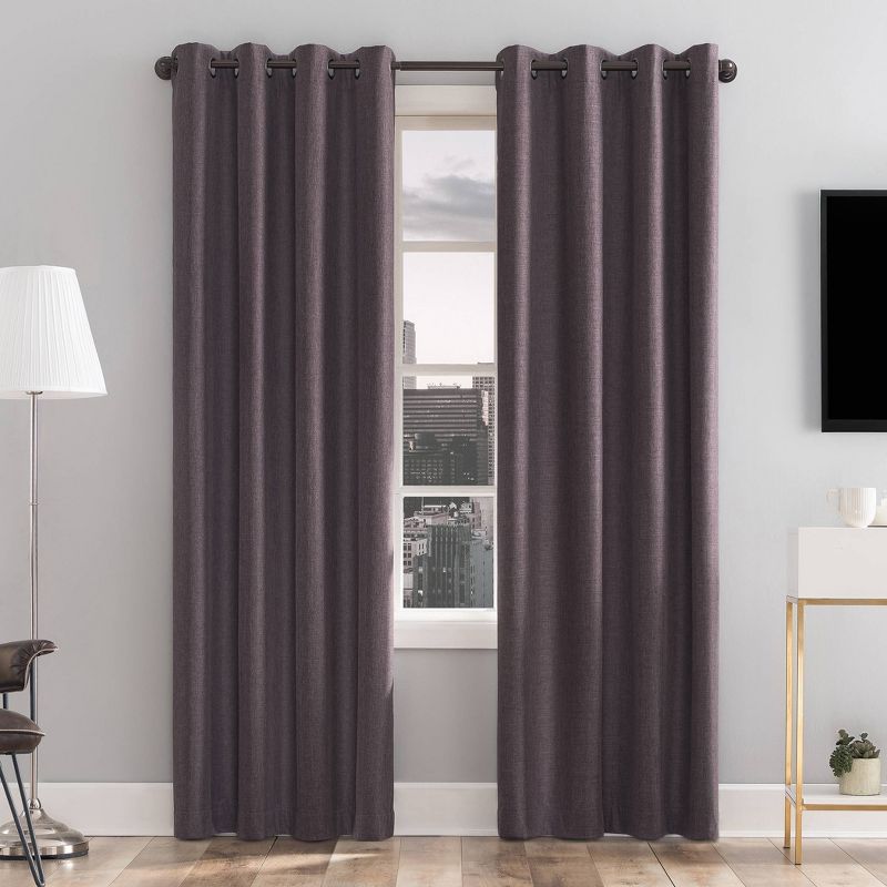 Tyrell Tonal Textured Draft Shield Fleece Insulated 100% Blackout Grommet Top Curtain Panel - Sun Zero, 1 of 9