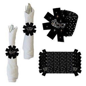 Big Dot of Happiness Masquerade - Mask Party Paper Napkin Holder - Napkin Rings - Set of 24 - 1 of 4