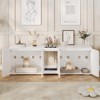 Dual Cat Litter Box Enclosure, Large Litter Box Cabinet for 2 Cats with Soft Cushion, Open Storage Shelf, Modern Wooden Enclosed Cat Box Furniture - 3 of 4