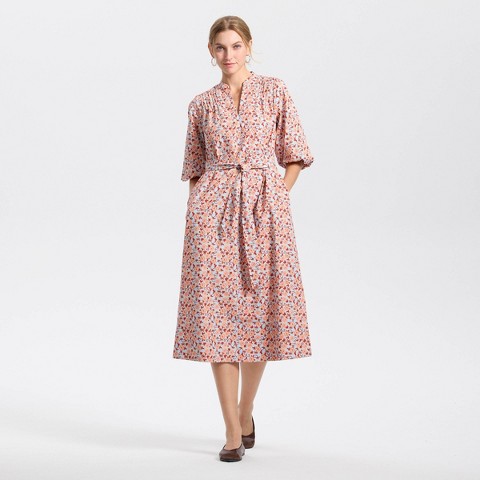 Женские платья Universal Thread Women's Puff Elbow Sleeve Midi Shirtdress - Universal Thread™ Blue/Orange Floral S