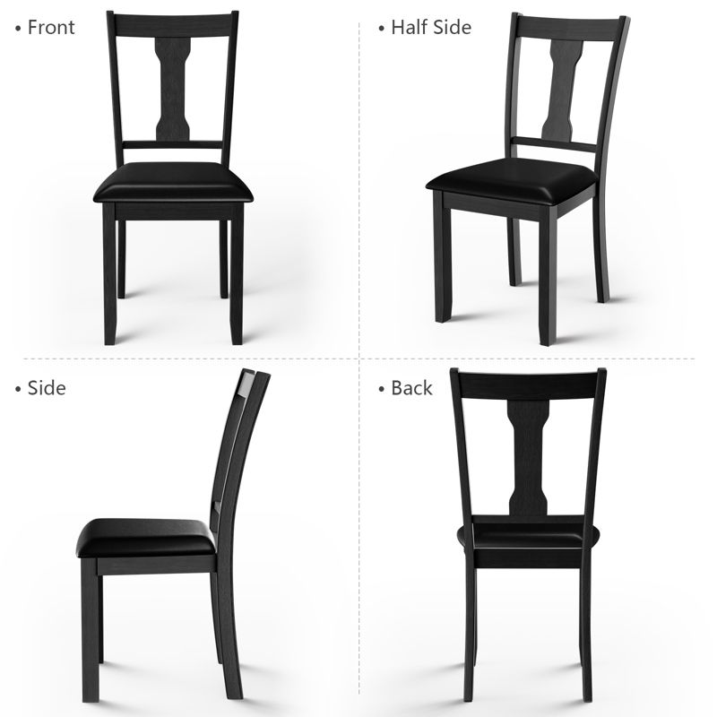 Tangkula Set of 2 Dining Room Chairs Modern Wood Dining Side Chair High Back Kitchen Chairs with Rubber Wood Frame Black/Coffee, 4 of 9