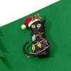 Ross-Simons 3.5-4mm Cultured Pearl, .60 ct. t.w. Multi-Gemstone and Multicolored Enamel Christmas Cat and Lights Pin/Pendant in 18kt Gold Over - 4 of 4
