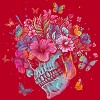 Men's Design By Humans Floral Butterfly Skull Funny Halloween Costume Hippie Flower By JeilJersey T-Shirt - 2 of 4