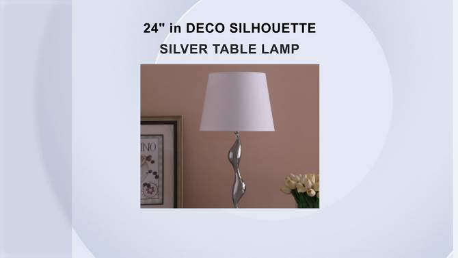 24&#34; Modern Metal Table Lamp with Twisted Base Silver - Ore International, 2 of 6, play video