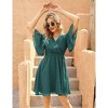Women's Wrap V-Neck Dot Dress Flutter Sleeve Mini Dress Breathable Summer Dress - 2 of 4
