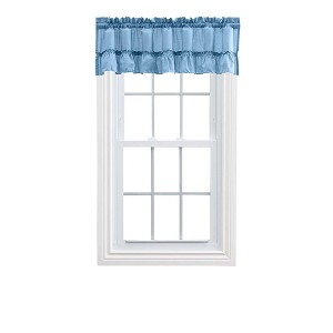 Ellis Stacey 1.5" Rod Pocket High Quality Fabric Solid Color Window Ruffled Filler Valance 54"x13" Slate - 1 of 4
