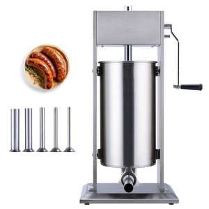 VEVOR Manual Sausage Stuffer, 15 L / 30 LBS Vertical Sausage Machine, Dual-Speed Meat Stuffer, Made of Food-Grade 304 Stainless Steel, Silver - 1 of 4