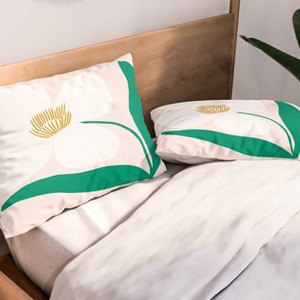 Deny Designs Maritza Lisa Single White Abstract Flower Duvet and Sham Set - 1 of 4