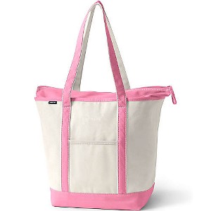 Lands' End Zip Top Long Handle Canvas Tote Bag - 1 of 4