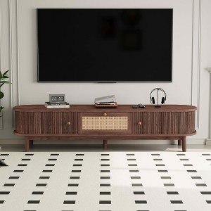 MAYEERTY Modern Design TV STand for 75" TVs,Media Console TV Cabinet with Rattan Front Drawer for Living Room - 1 of 4